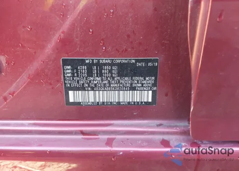 2019 Subaru Impreza 2.0I z USA, uszkodzony, nr VIN 4S3GKAB65K3620845